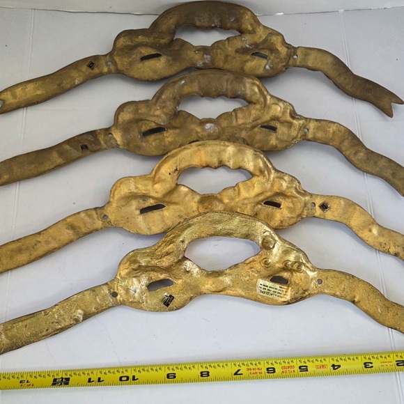 Set Of 4 Solid Brass Ribbon Bows Vintage 14 1/2” Frame Decorative Wall Decor - Picture 10 of 13